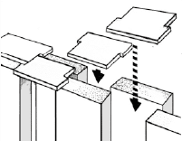 Integración de los separadores de hormigón entre los paneles del paravientos.