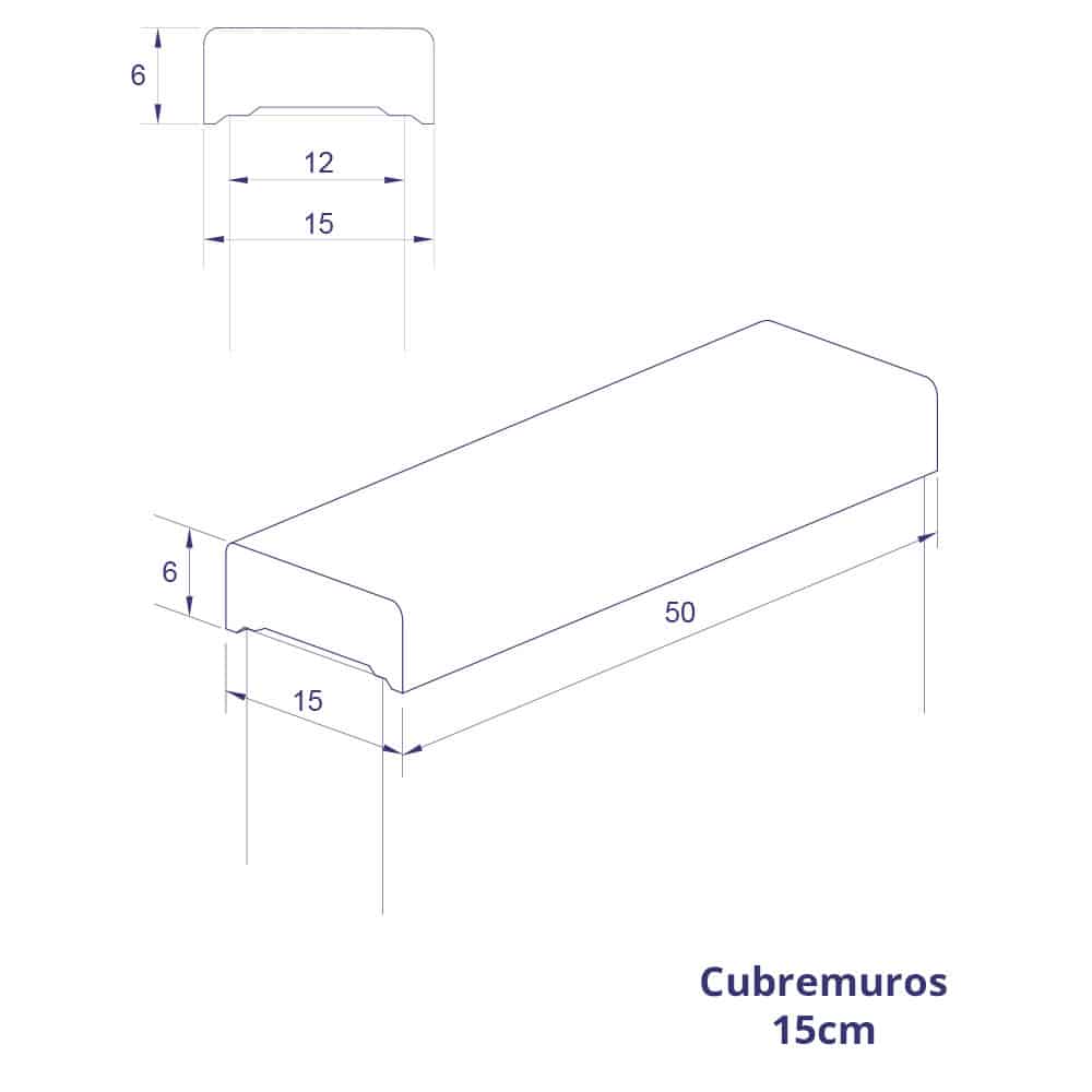 Albardillas de hormigón 12 Cubremuros CM15 Blanco 50x15x6 cm