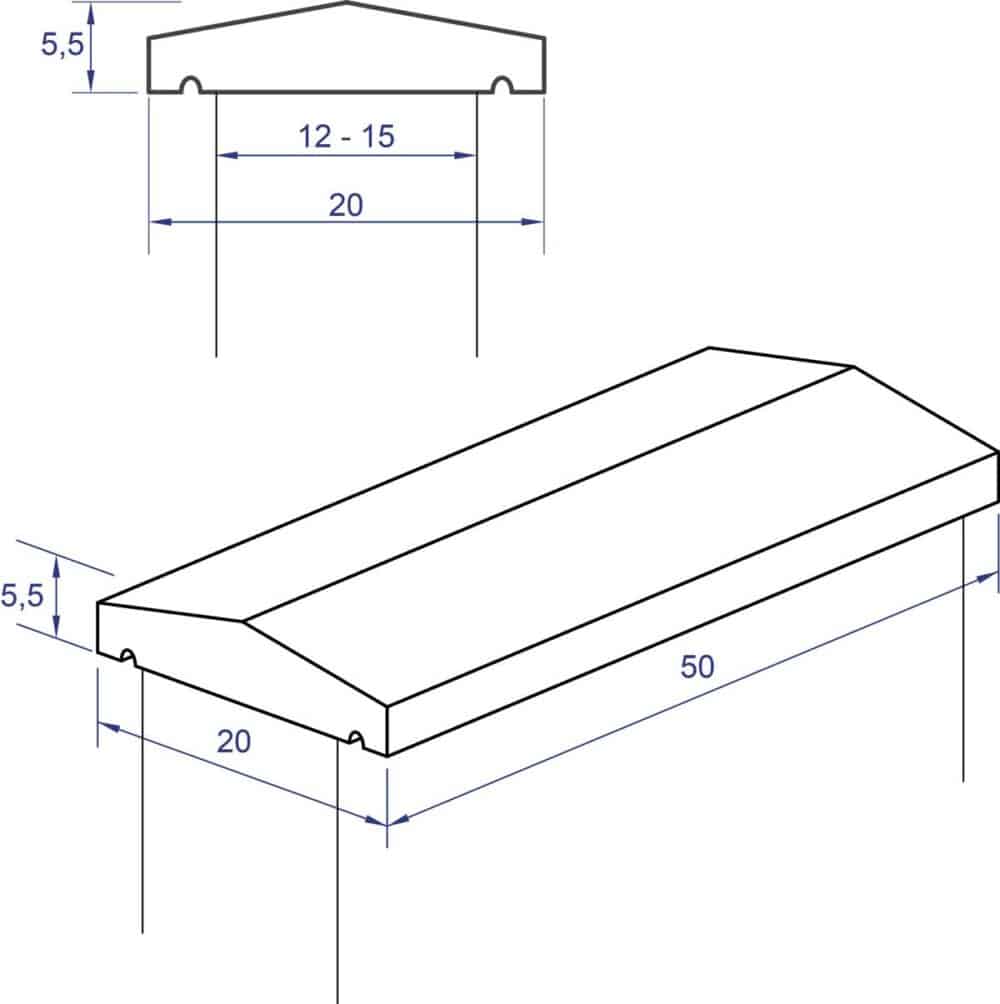 Cubremuros 2 aguas Levantina Blanco 50x20x5,5 cm