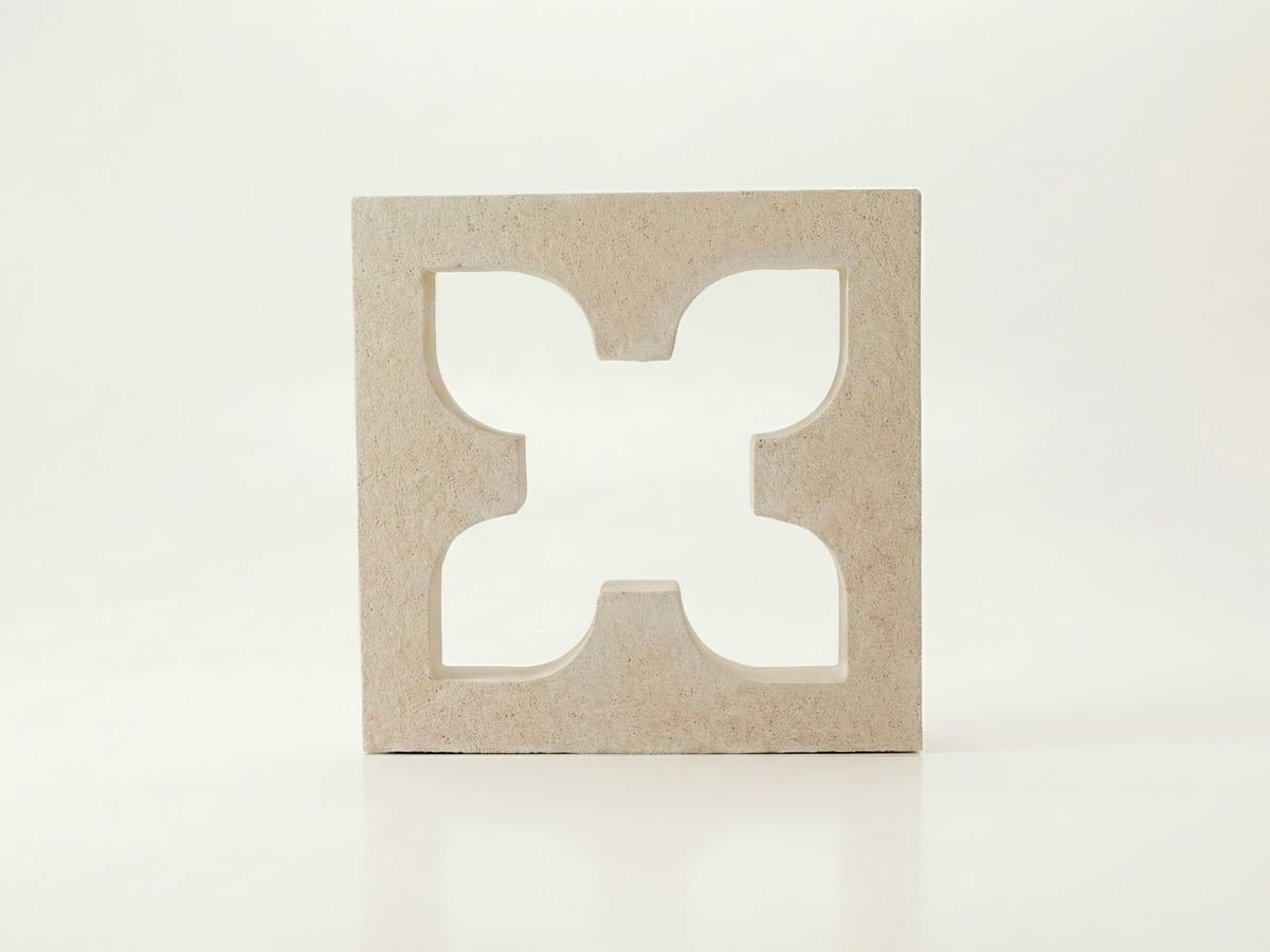 Bloque de celosia de hormigon blanco con diseño Jazmin para terraza.