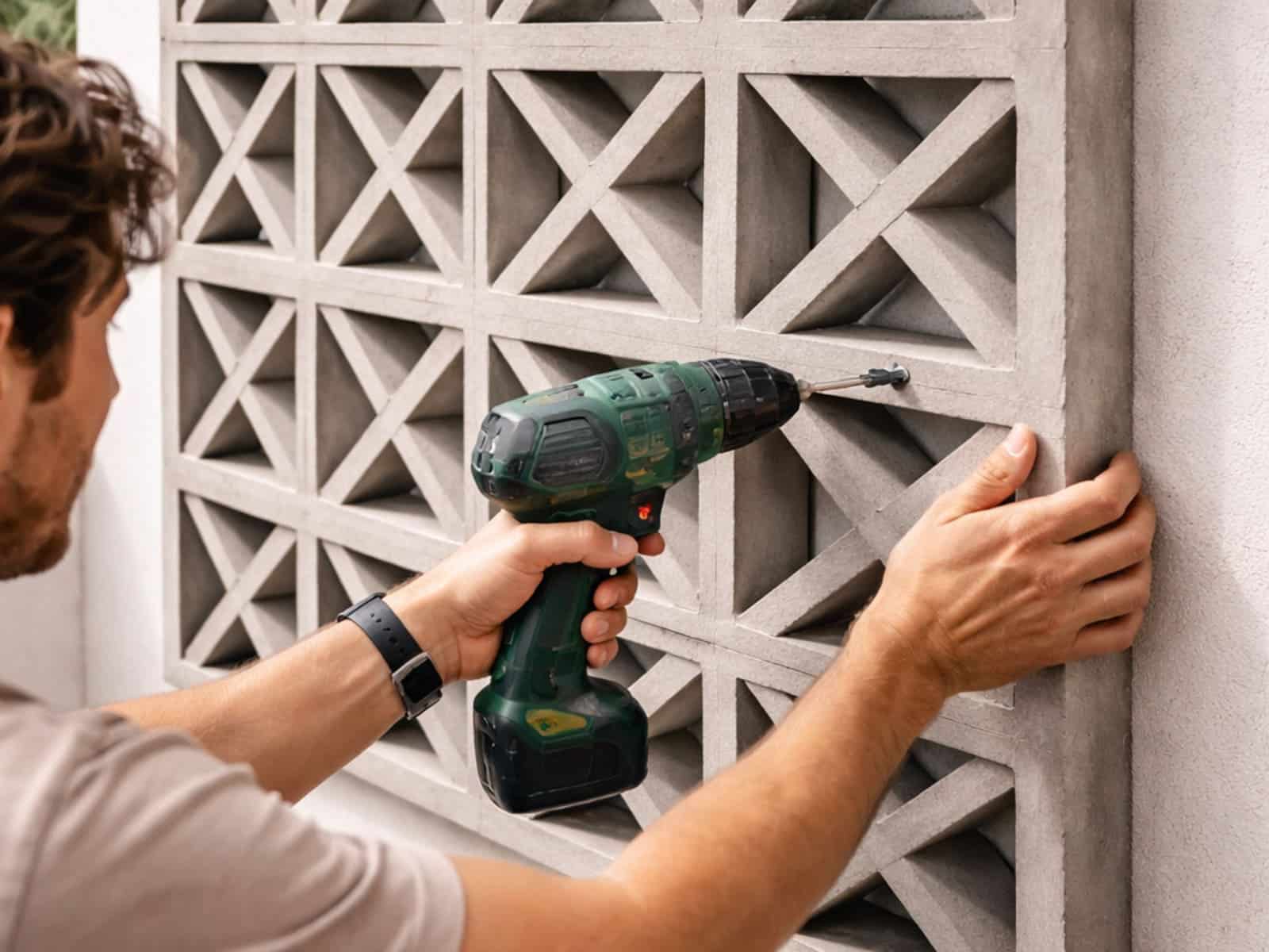 instalacion celosia hormigon pared